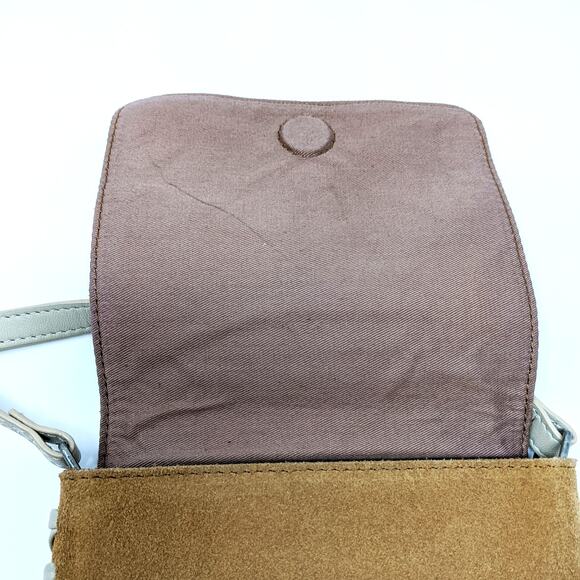 Urban Outfitters Mini Nubuck Leather Tan Crossbody Boho Whipstitch Western - Picture 9 of 11